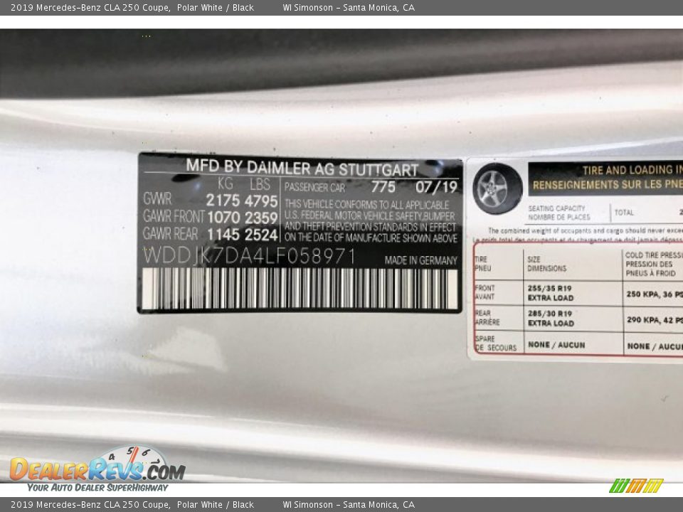 2019 Mercedes-Benz CLA 250 Coupe Polar White / Black Photo #11