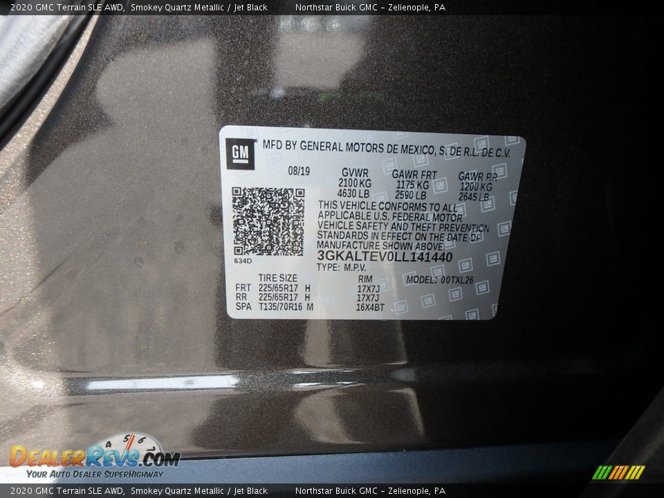 2020 GMC Terrain SLE AWD Smokey Quartz Metallic / Jet Black Photo #11