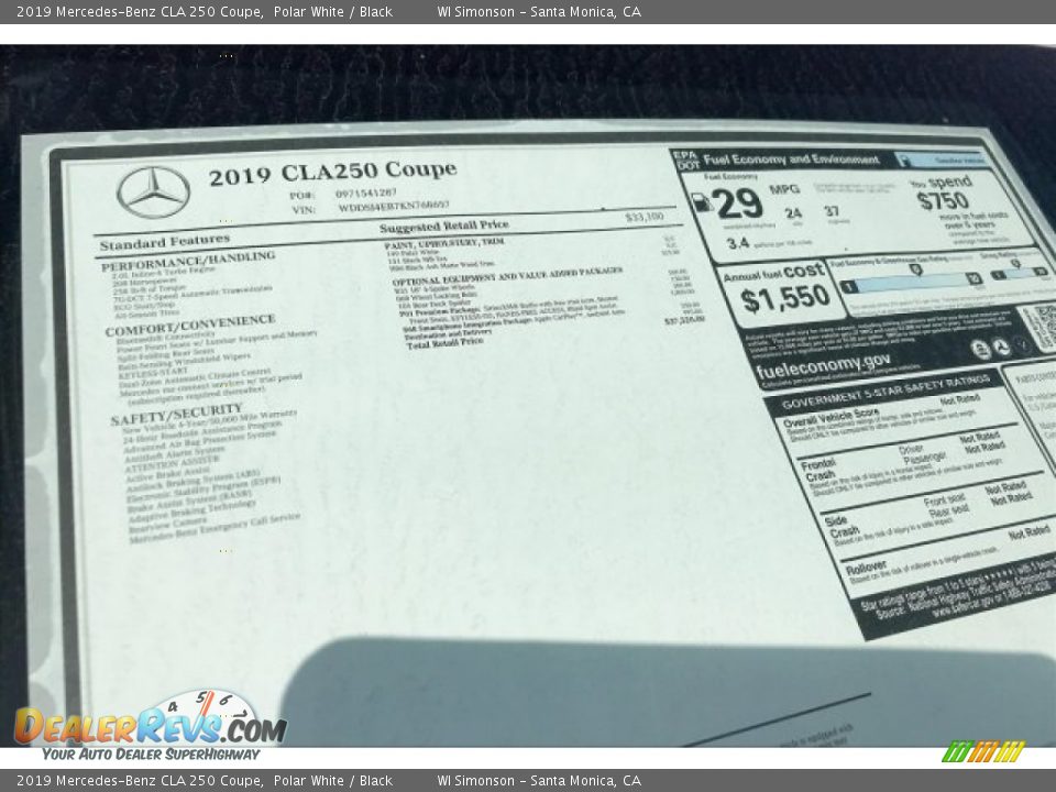 2019 Mercedes-Benz CLA 250 Coupe Polar White / Black Photo #10