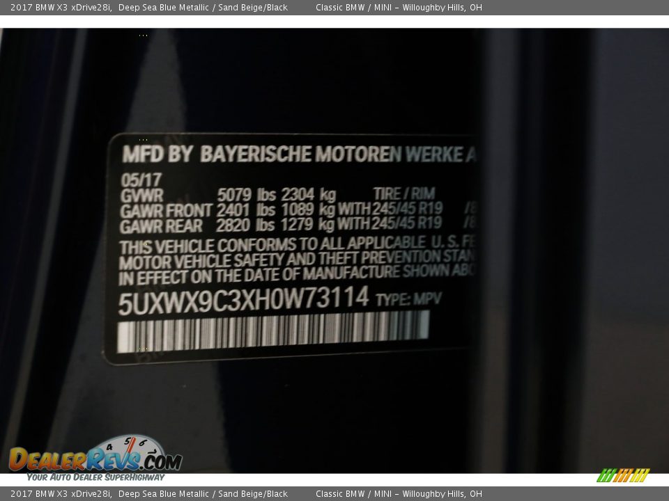 2017 BMW X3 xDrive28i Deep Sea Blue Metallic / Sand Beige/Black Photo #23