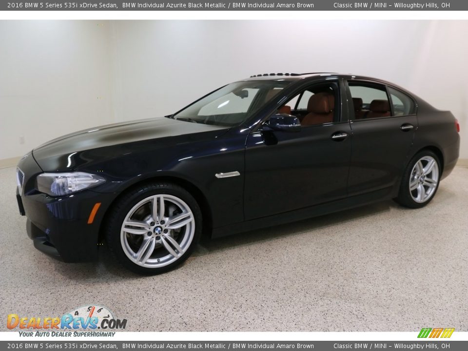 2016 BMW 5 Series 535i xDrive Sedan BMW Individual Azurite Black Metallic / BMW Individual Amaro Brown Photo #3