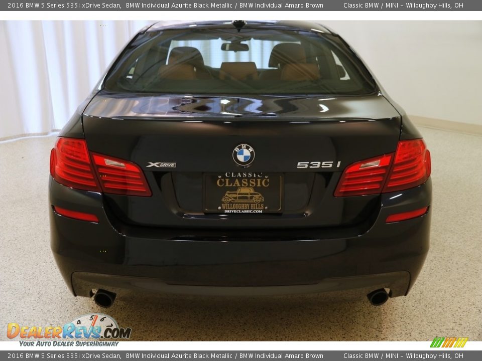 2016 BMW 5 Series 535i xDrive Sedan BMW Individual Azurite Black Metallic / BMW Individual Amaro Brown Photo #16
