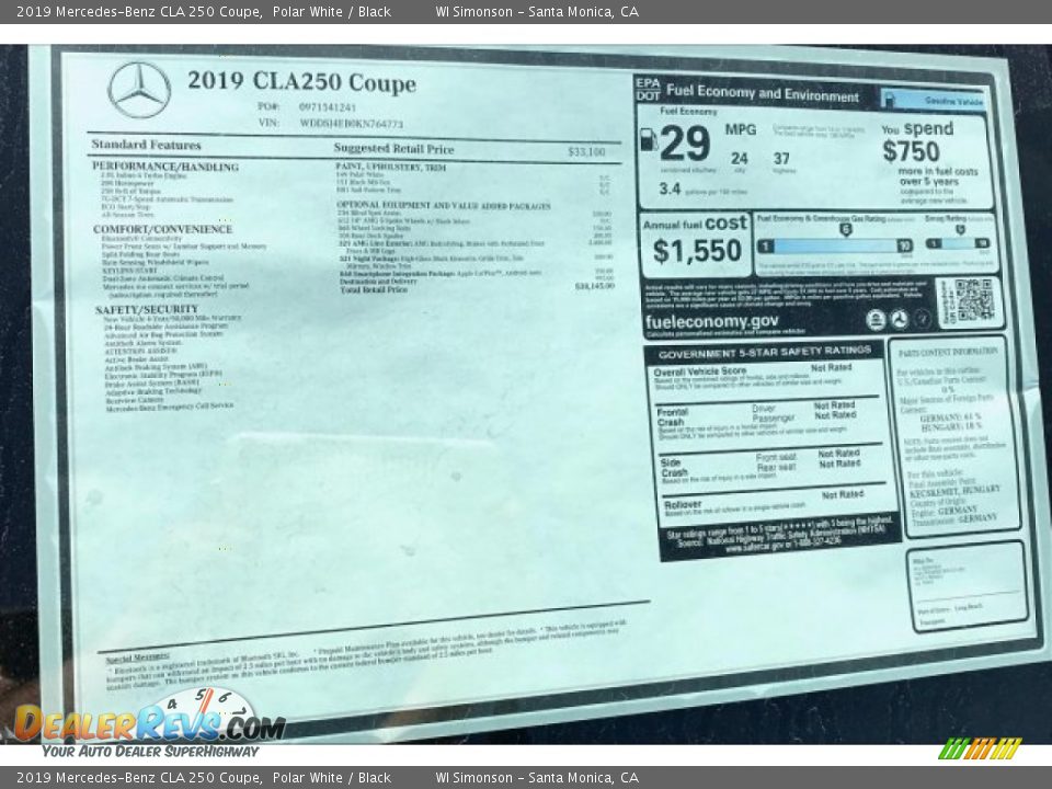 2019 Mercedes-Benz CLA 250 Coupe Polar White / Black Photo #11