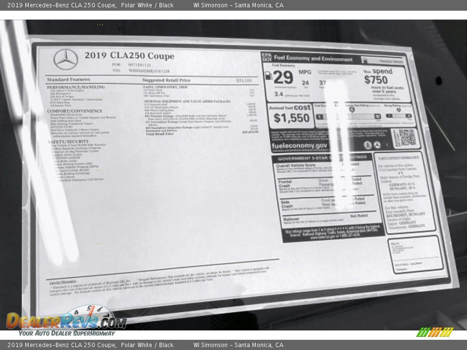 2019 Mercedes-Benz CLA 250 Coupe Polar White / Black Photo #10