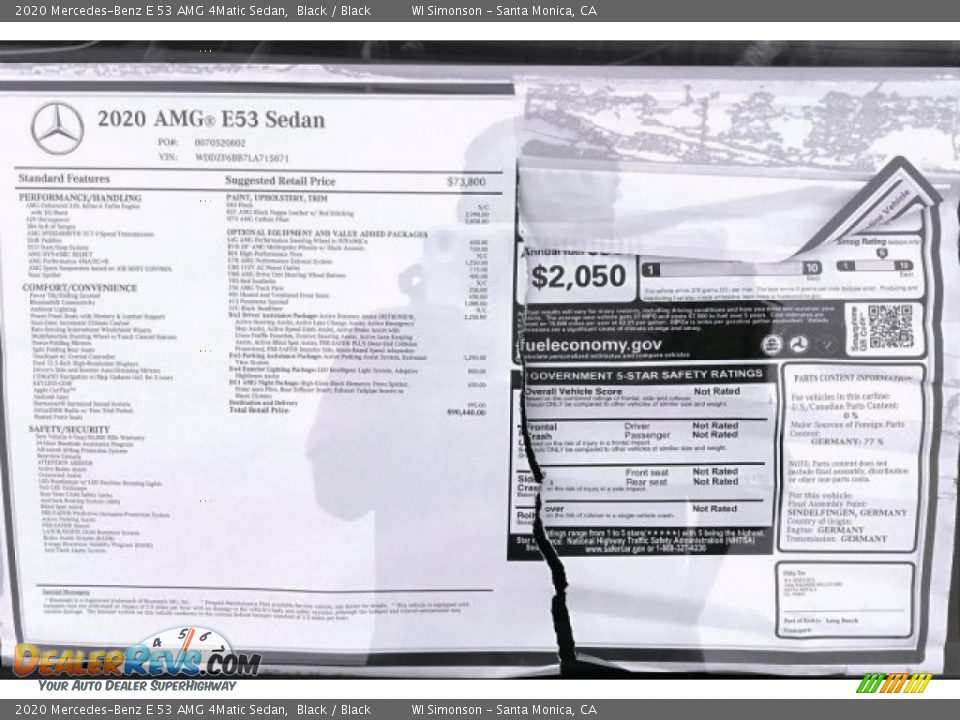 2020 Mercedes-Benz E 53 AMG 4Matic Sedan Window Sticker Photo #10
