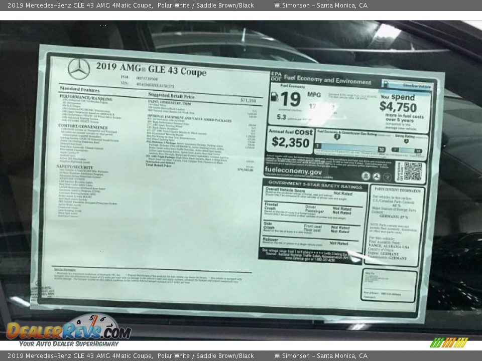 2019 Mercedes-Benz GLE 43 AMG 4Matic Coupe Polar White / Saddle Brown/Black Photo #11