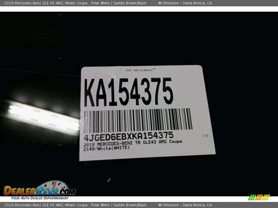 2019 Mercedes-Benz GLE 43 AMG 4Matic Coupe Polar White / Saddle Brown/Black Photo #12