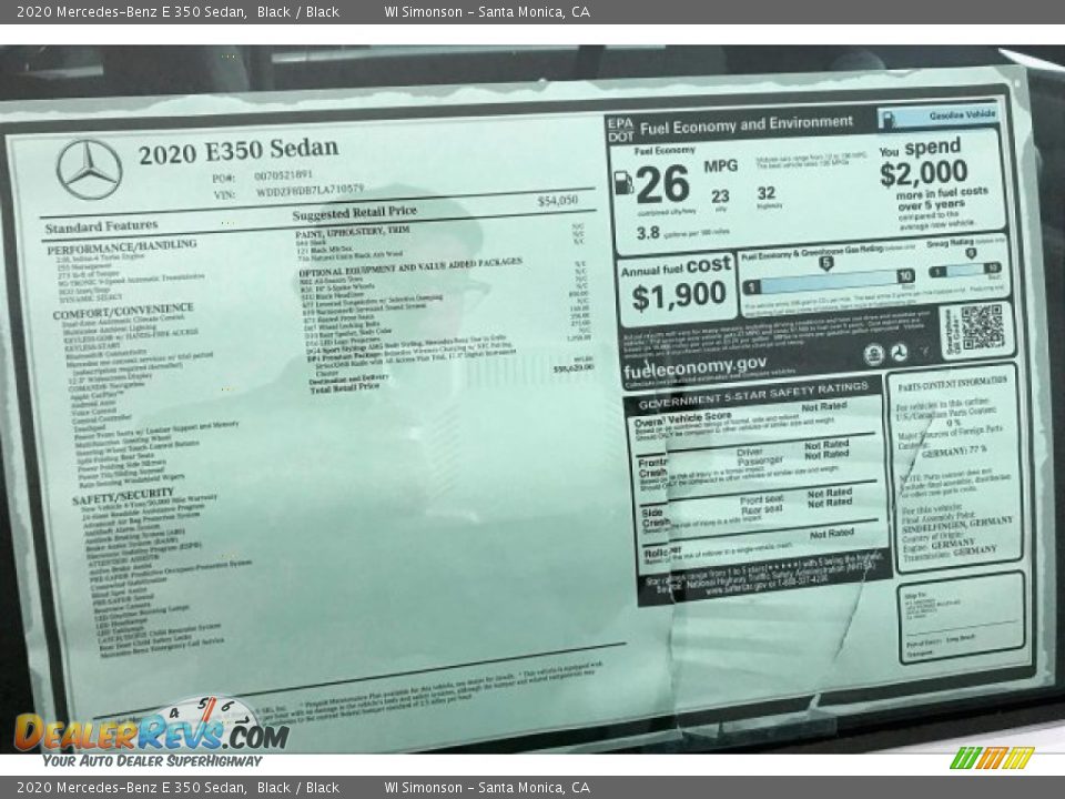 2020 Mercedes-Benz E 350 Sedan Black / Black Photo #10