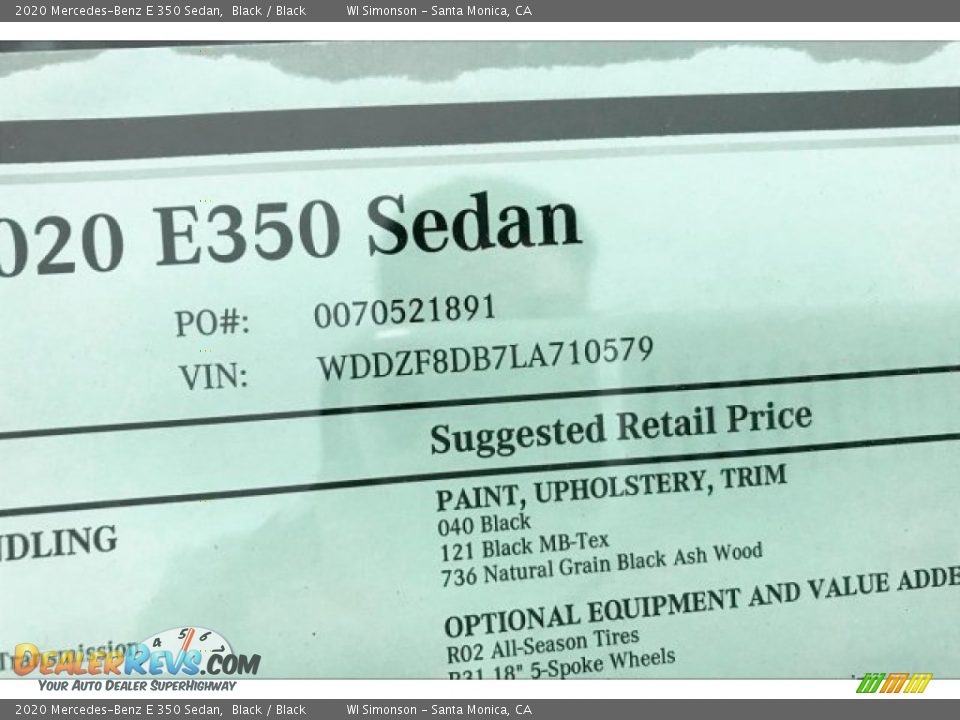2020 Mercedes-Benz E 350 Sedan Black / Black Photo #11