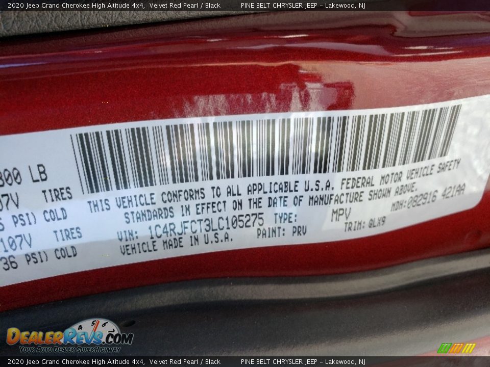 2020 Jeep Grand Cherokee High Altitude 4x4 Velvet Red Pearl / Black Photo #9