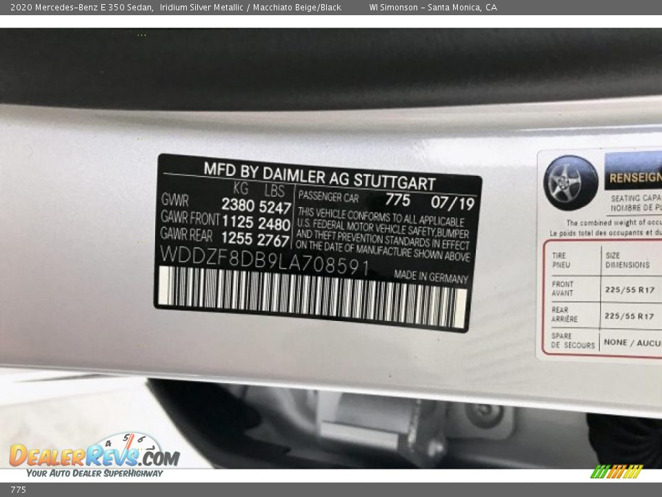 Mercedes-Benz Color Code 775 Iridium Silver Metallic