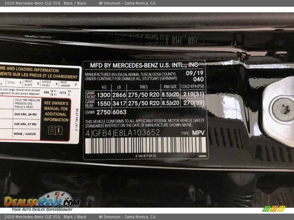 2020 Mercedes-Benz GLE 350 Black / Black Photo #11