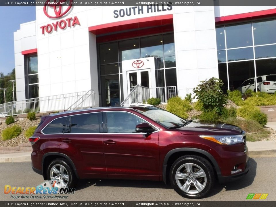 2016 Toyota Highlander Limited AWD Ooh La La Rouge Mica / Almond Photo #2