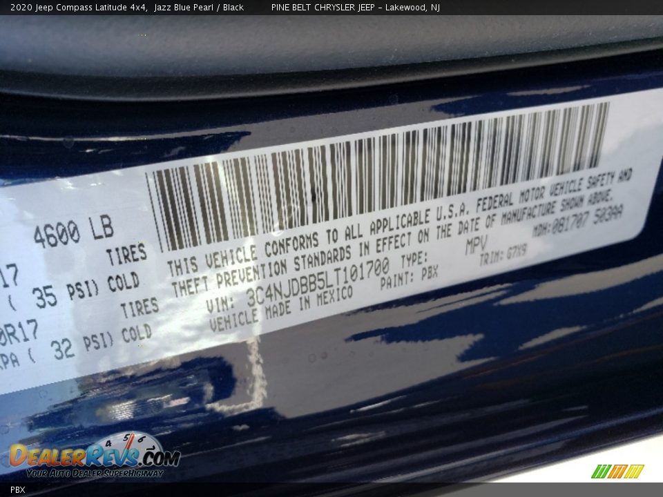 Jeep Color Code PBX Jazz Blue Pearl