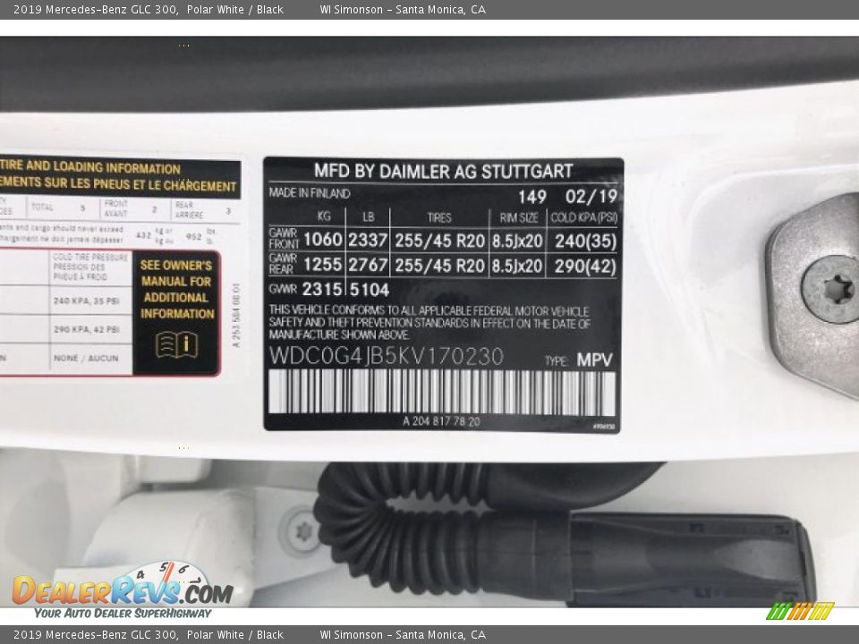 2019 Mercedes-Benz GLC 300 Polar White / Black Photo #11