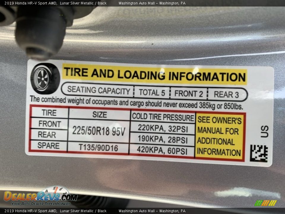 2019 Honda HR-V Sport AWD Lunar Silver Metallic / Black Photo #8