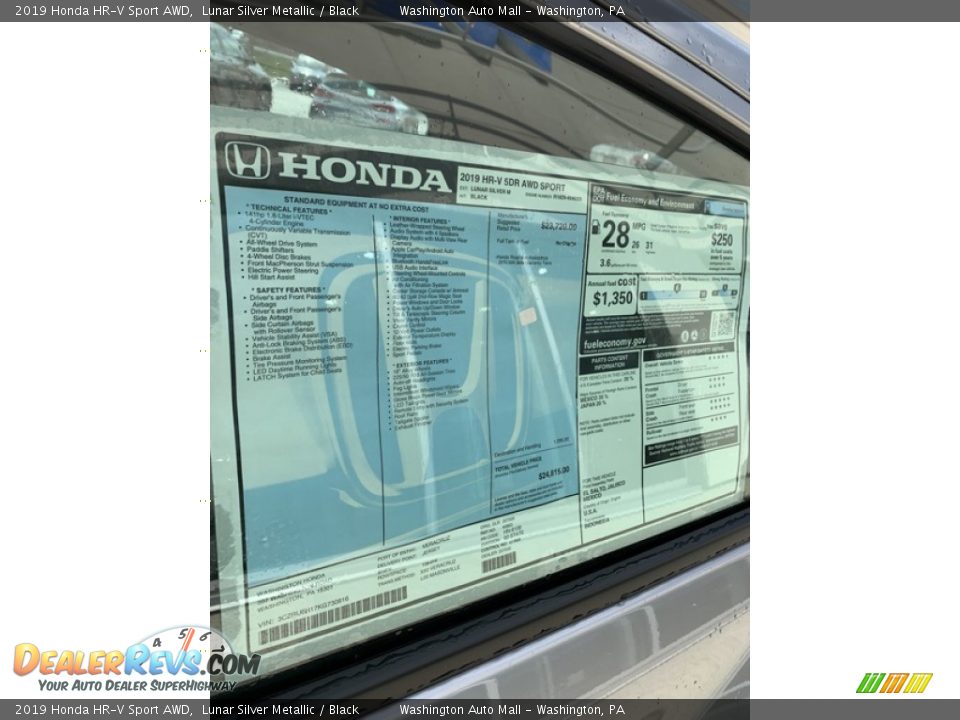 2019 Honda HR-V Sport AWD Lunar Silver Metallic / Black Photo #15