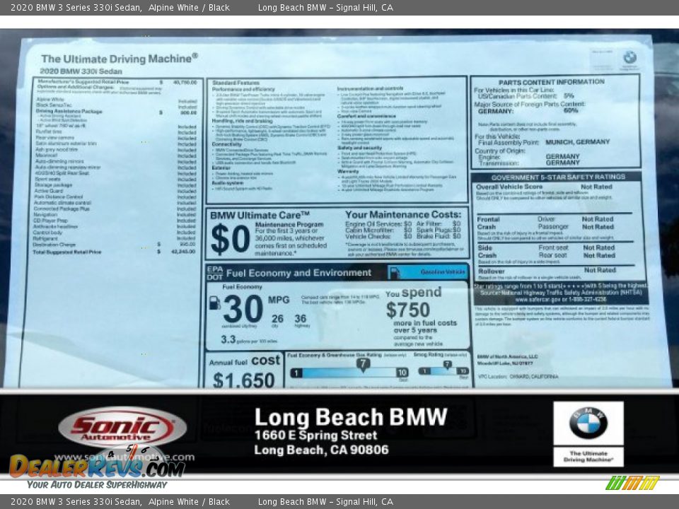 2020 BMW 3 Series 330i Sedan Alpine White / Black Photo #10