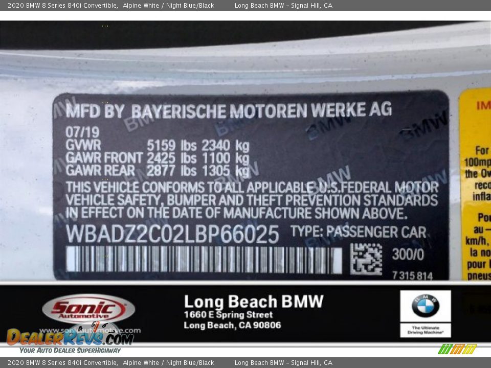 2020 BMW 8 Series 840i Convertible Alpine White / Night Blue/Black Photo #11