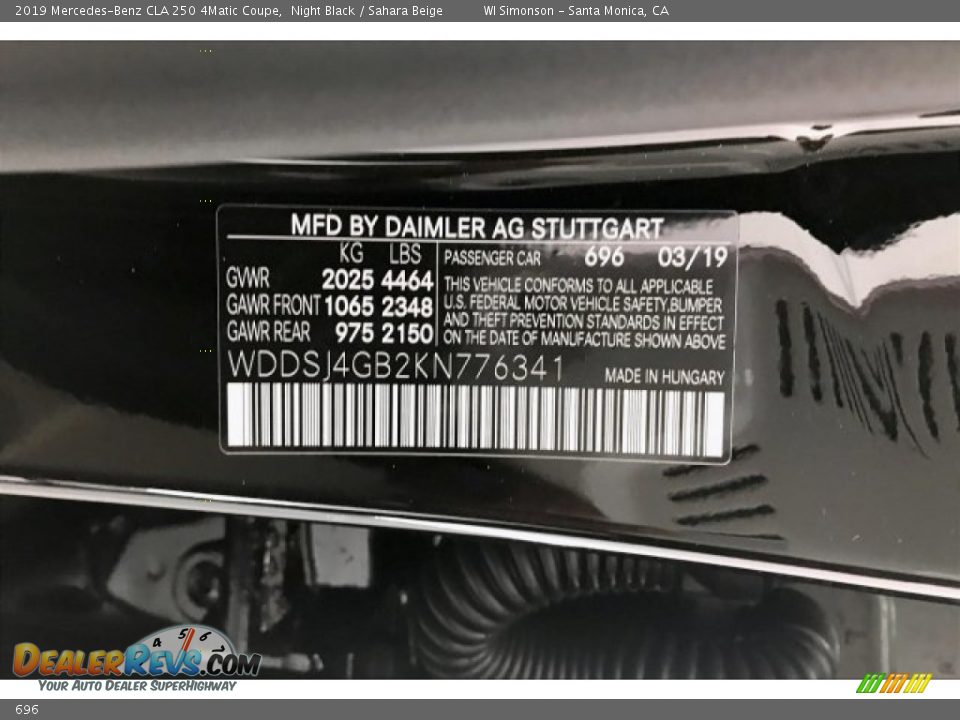 Mercedes-Benz Color Code 696 Night Black