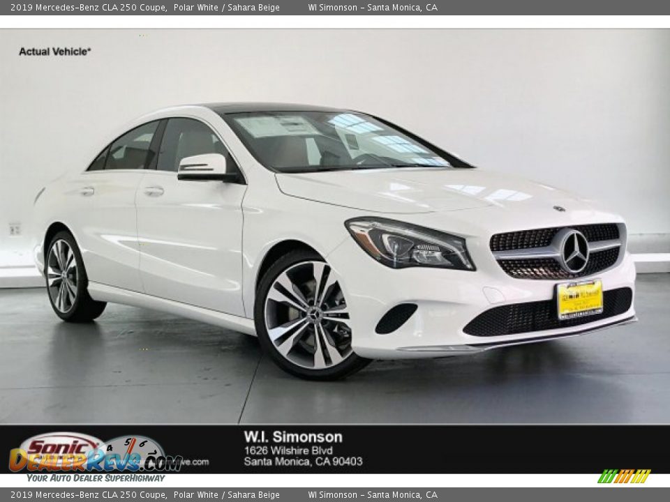 2019 Mercedes-Benz CLA 250 Coupe Polar White / Sahara Beige Photo #1