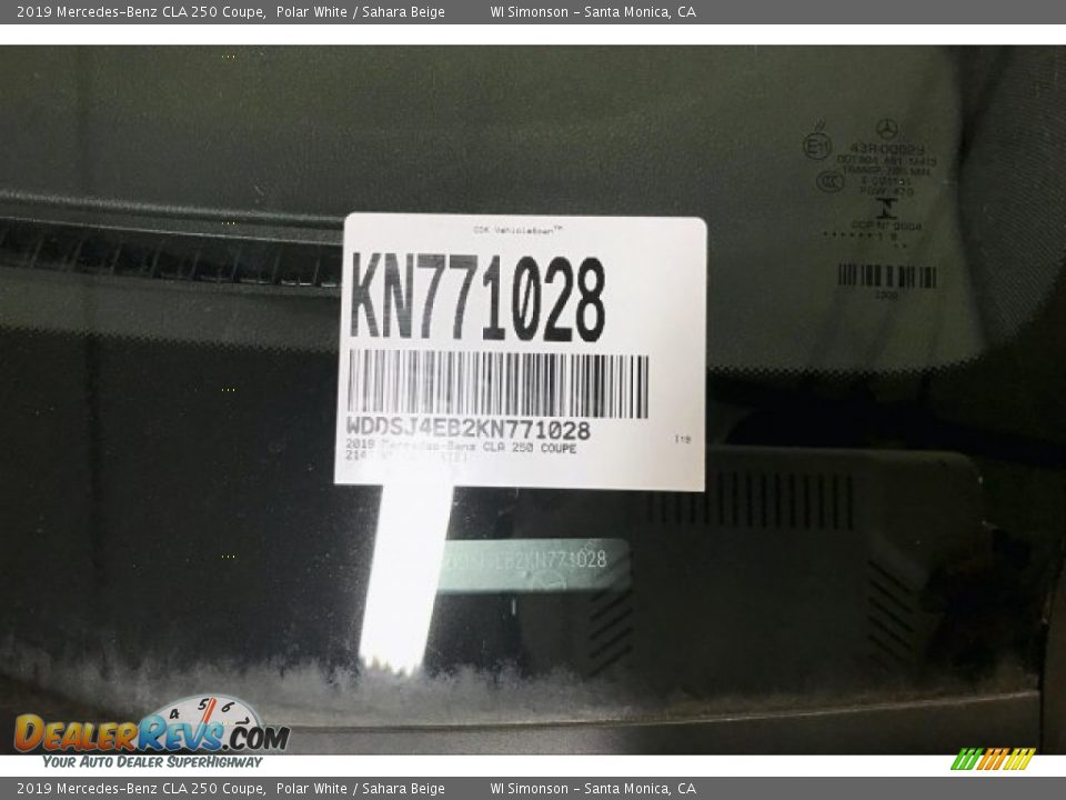 2019 Mercedes-Benz CLA 250 Coupe Polar White / Sahara Beige Photo #11