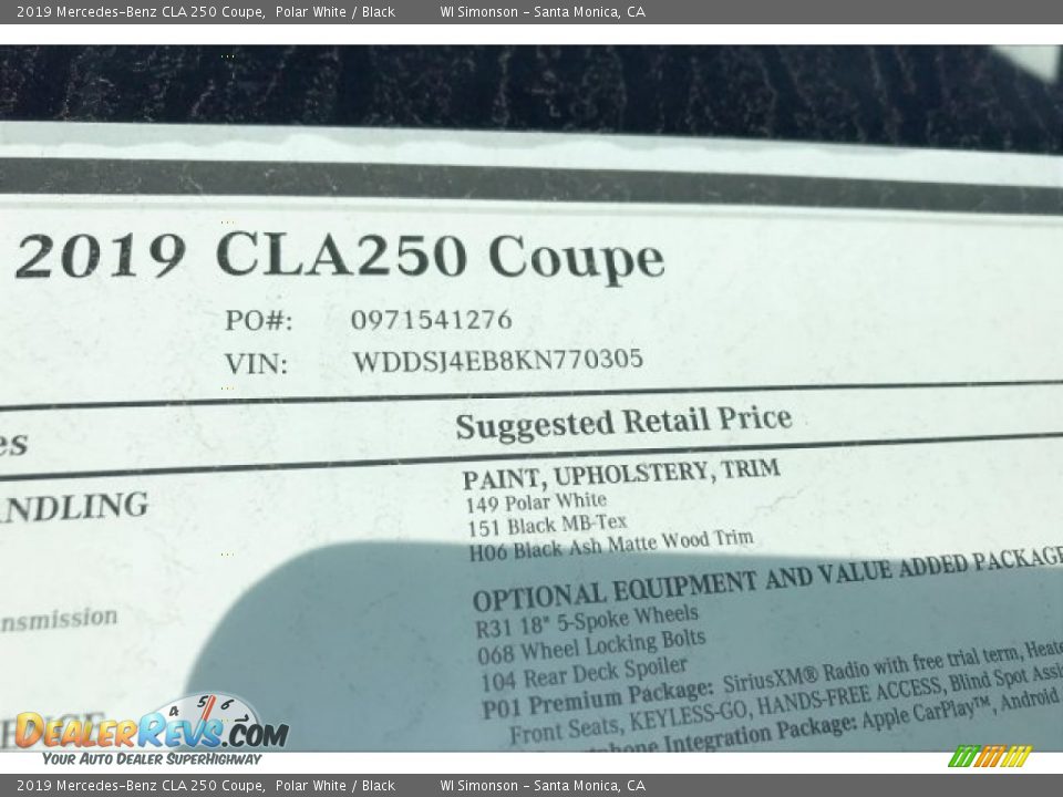 2019 Mercedes-Benz CLA 250 Coupe Polar White / Black Photo #11