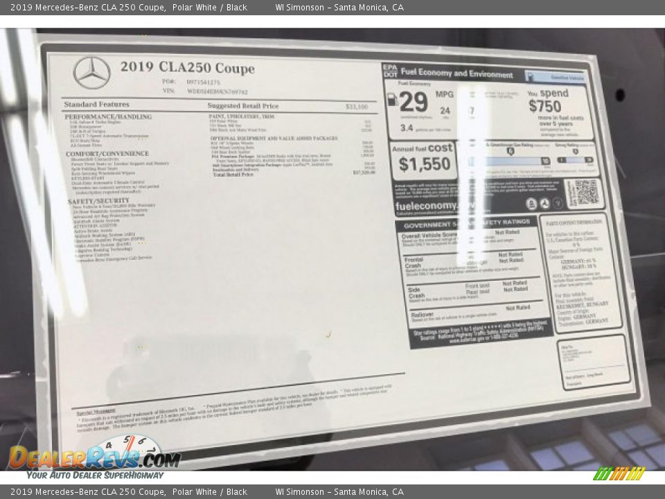 2019 Mercedes-Benz CLA 250 Coupe Polar White / Black Photo #10