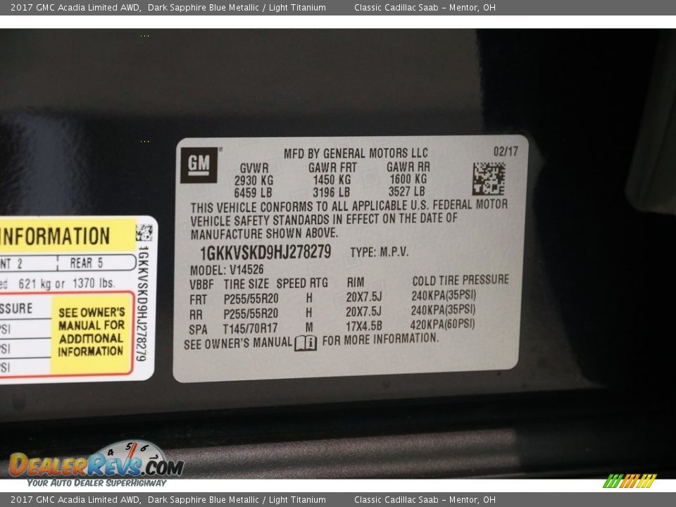 2017 GMC Acadia Limited AWD Dark Sapphire Blue Metallic / Light Titanium Photo #19