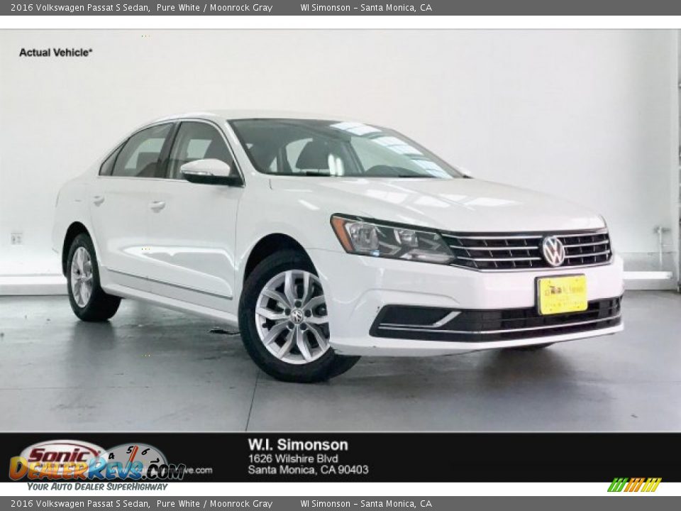 2016 Volkswagen Passat S Sedan Pure White / Moonrock Gray Photo #1