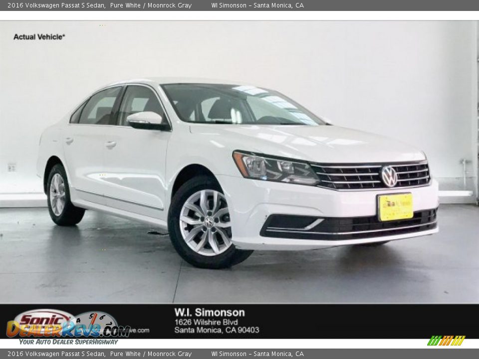 2016 Volkswagen Passat S Sedan Pure White / Moonrock Gray Photo #1