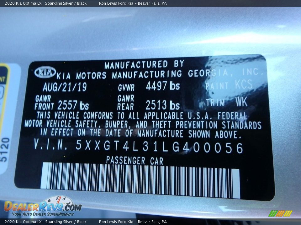 2020 Kia Optima LX Sparkling Silver / Black Photo #12