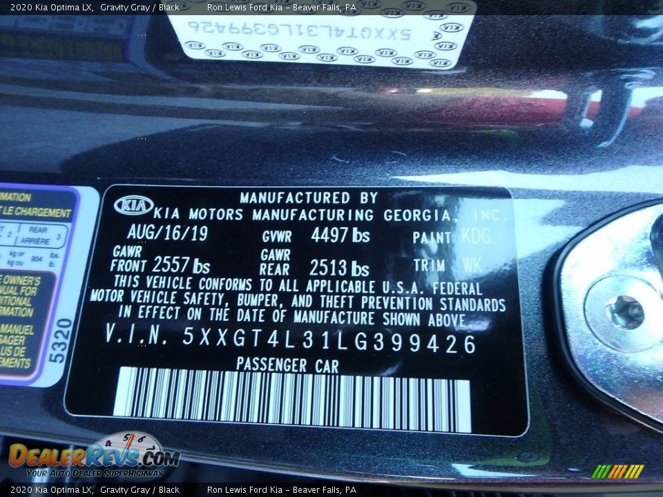 2020 Kia Optima LX Gravity Gray / Black Photo #13