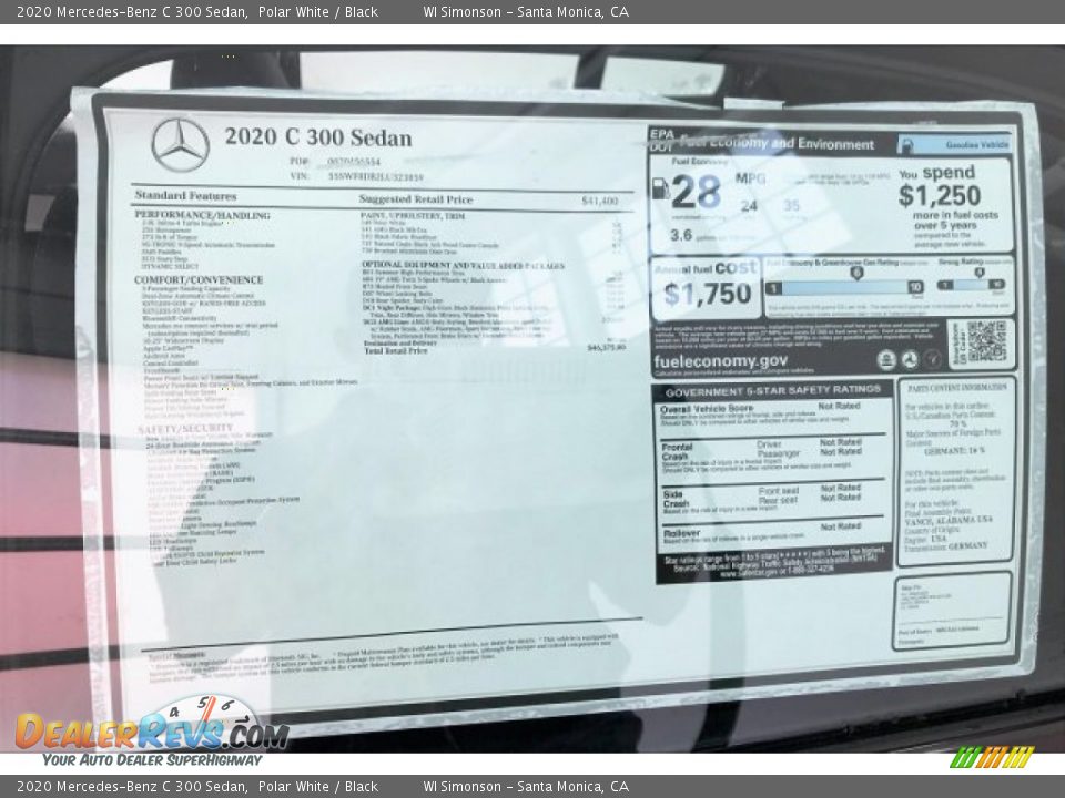 2020 Mercedes-Benz C 300 Sedan Window Sticker Photo #10