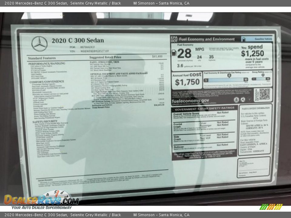 2020 Mercedes-Benz C 300 Sedan Window Sticker Photo #10