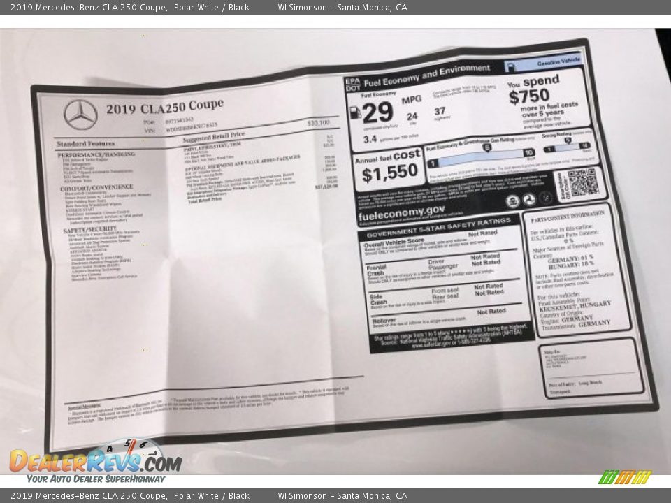 2019 Mercedes-Benz CLA 250 Coupe Polar White / Black Photo #10
