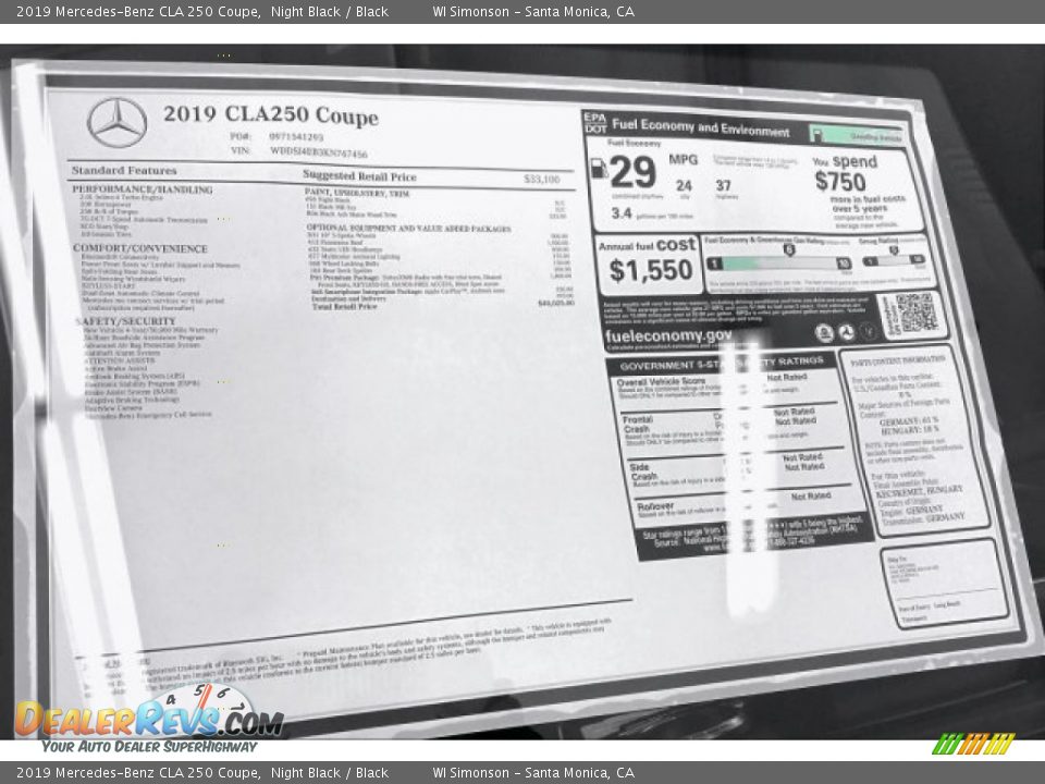 2019 Mercedes-Benz CLA 250 Coupe Night Black / Black Photo #10