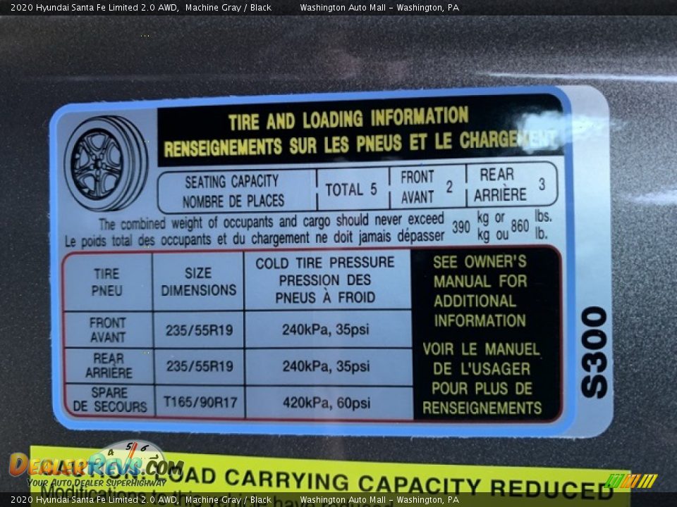 2020 Hyundai Santa Fe Limited 2.0 AWD Machine Gray / Black Photo #9