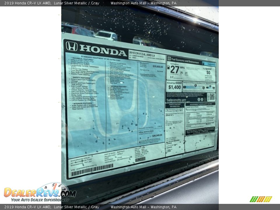 2019 Honda CR-V LX AWD Lunar Silver Metallic / Gray Photo #15