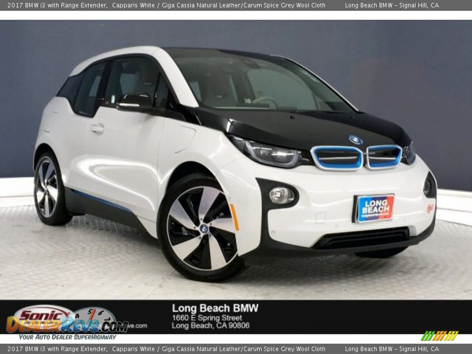 2017 BMW i3 with Range Extender Capparis White / Giga Cassia Natural Leather/Carum Spice Grey Wool Cloth Photo #1