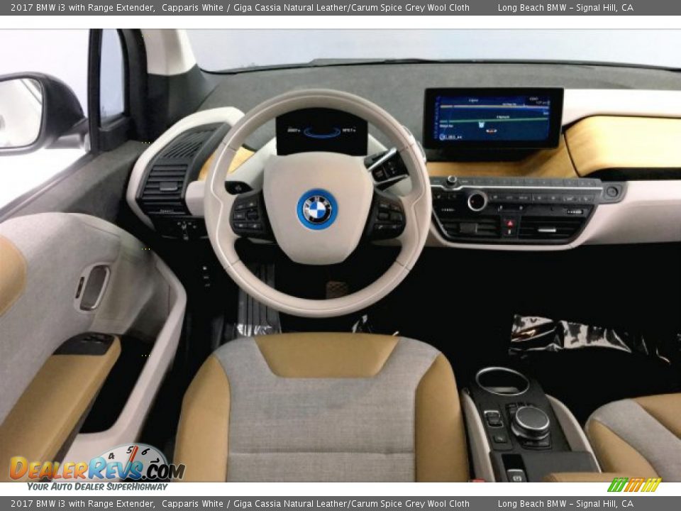 2017 BMW i3 with Range Extender Capparis White / Giga Cassia Natural Leather/Carum Spice Grey Wool Cloth Photo #4