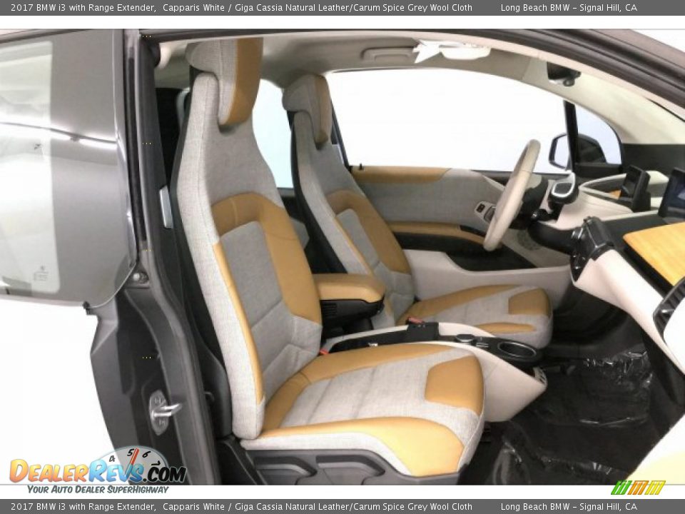 2017 BMW i3 with Range Extender Capparis White / Giga Cassia Natural Leather/Carum Spice Grey Wool Cloth Photo #6