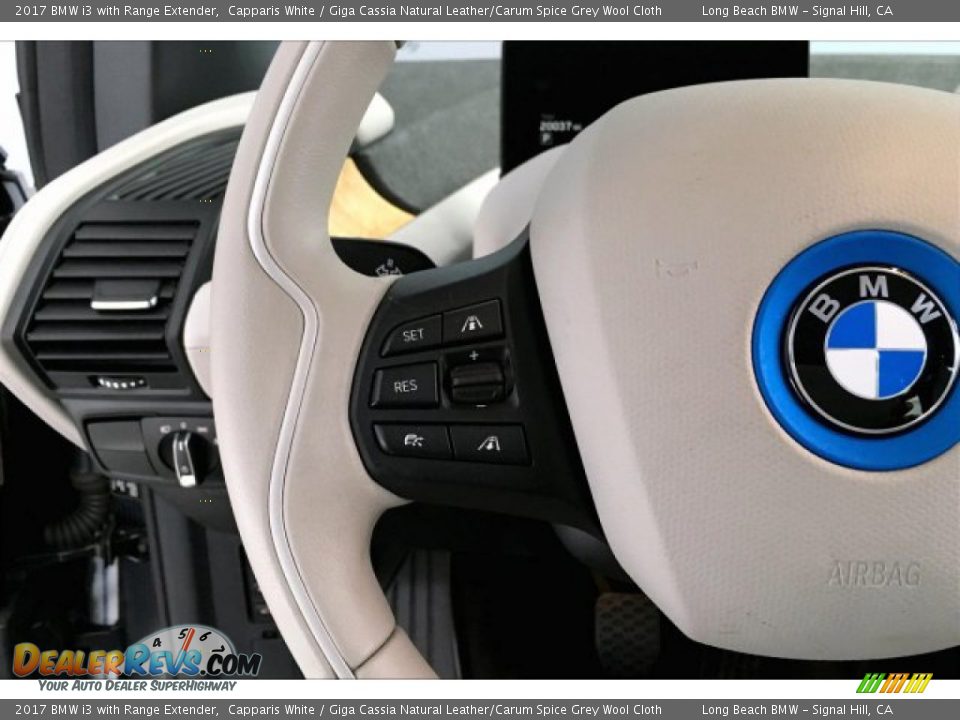 2017 BMW i3 with Range Extender Capparis White / Giga Cassia Natural Leather/Carum Spice Grey Wool Cloth Photo #14