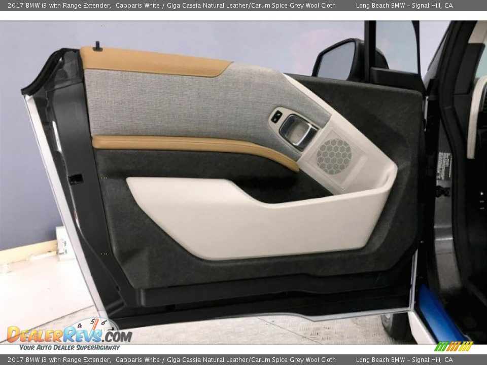 2017 BMW i3 with Range Extender Capparis White / Giga Cassia Natural Leather/Carum Spice Grey Wool Cloth Photo #21