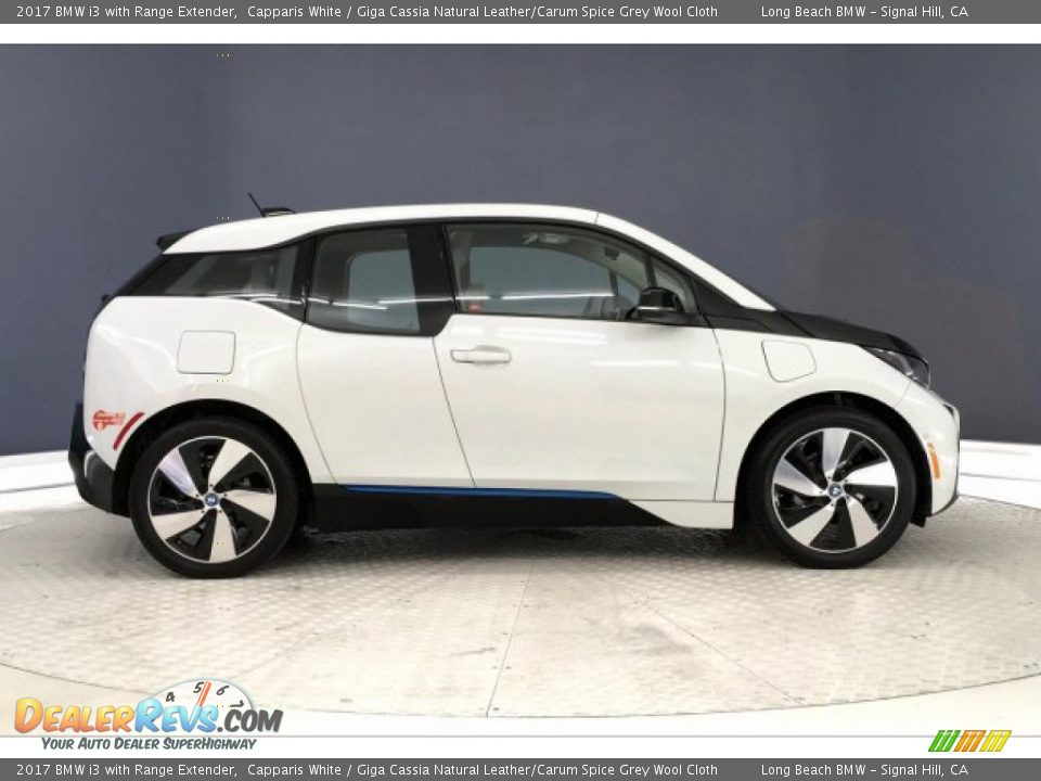 2017 BMW i3 with Range Extender Capparis White / Giga Cassia Natural Leather/Carum Spice Grey Wool Cloth Photo #31