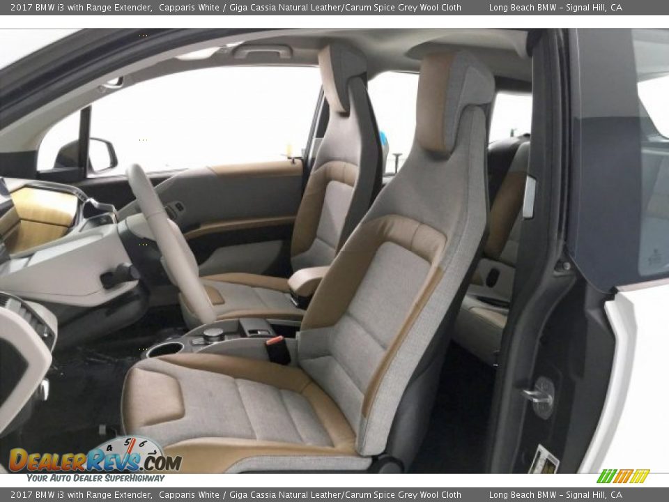 2017 BMW i3 with Range Extender Capparis White / Giga Cassia Natural Leather/Carum Spice Grey Wool Cloth Photo #32