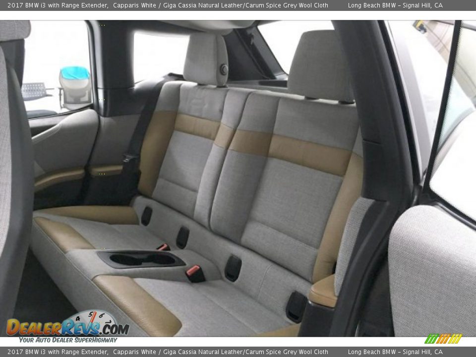 2017 BMW i3 with Range Extender Capparis White / Giga Cassia Natural Leather/Carum Spice Grey Wool Cloth Photo #33