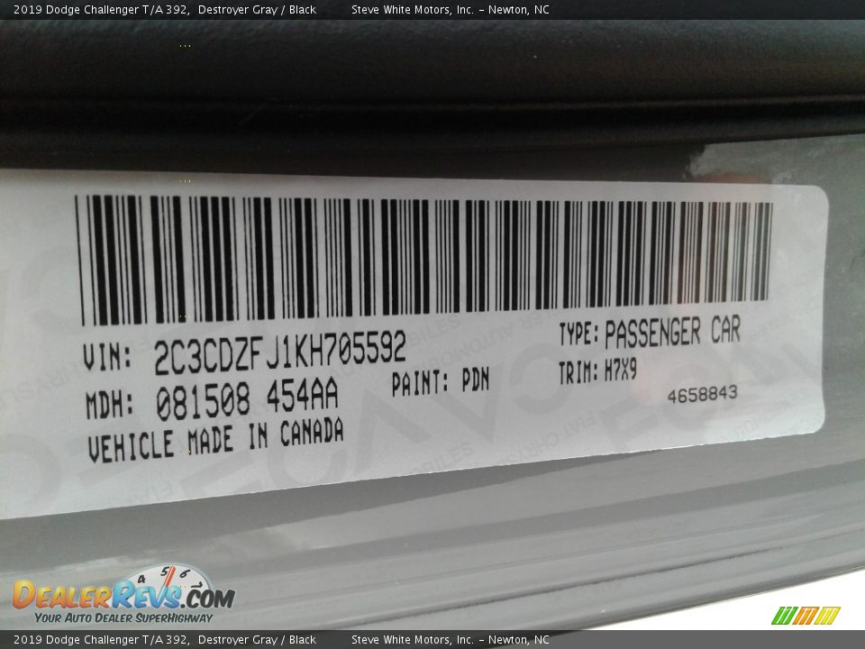 2019 Dodge Challenger T/A 392 Destroyer Gray / Black Photo #34