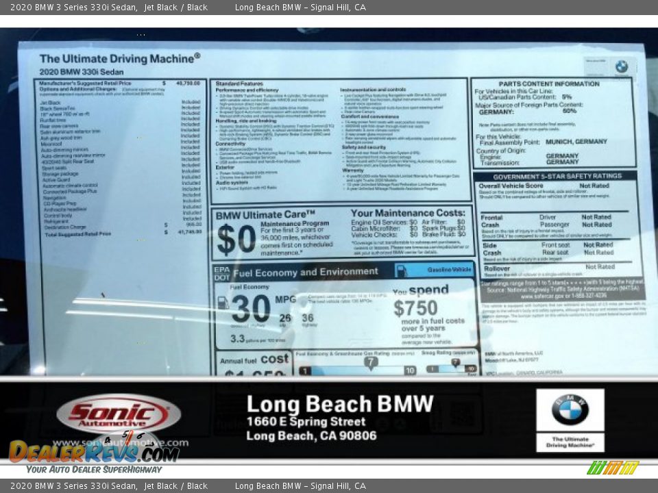 2020 BMW 3 Series 330i Sedan Jet Black / Black Photo #10