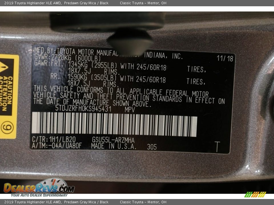 2019 Toyota Highlander XLE AWD Predawn Gray Mica / Black Photo #22